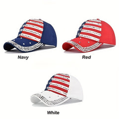 Flag Rhinestone Baseball Cap Patriotic Dad Hat