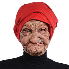 Red Hood Grandma Mask Halloween Party Props