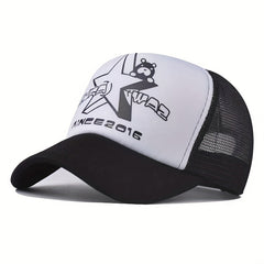 Star Bear Print Baseball Cap Cartoon Mesh Trucker Hat Adjustable Sun Hat