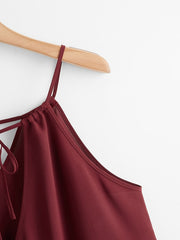  Casual Cami Top with Drawstring Cut Out Ruched Detail