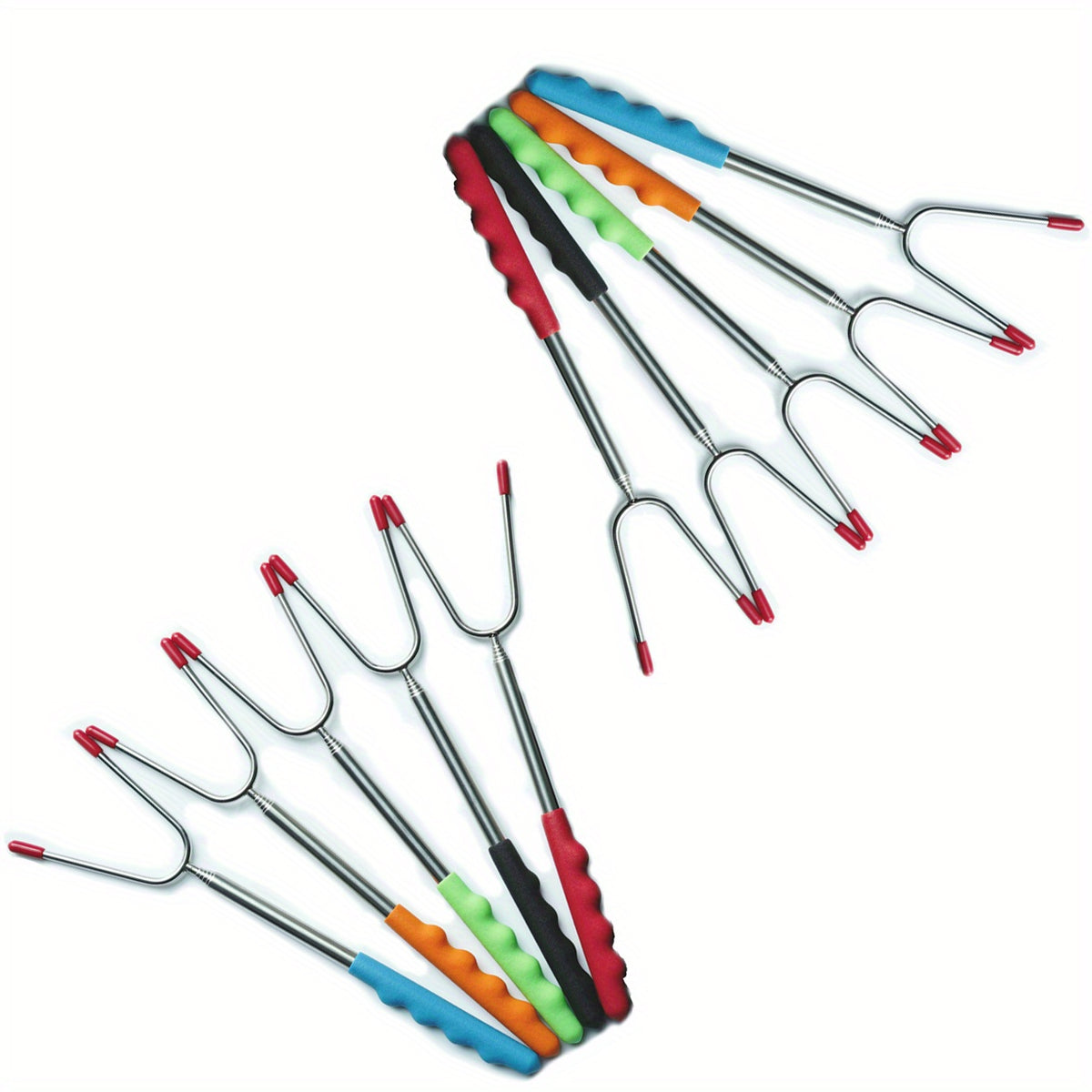 10pcs Roasting Sticks Extendable Stainless Steel Skewer Fork Roasting Smores