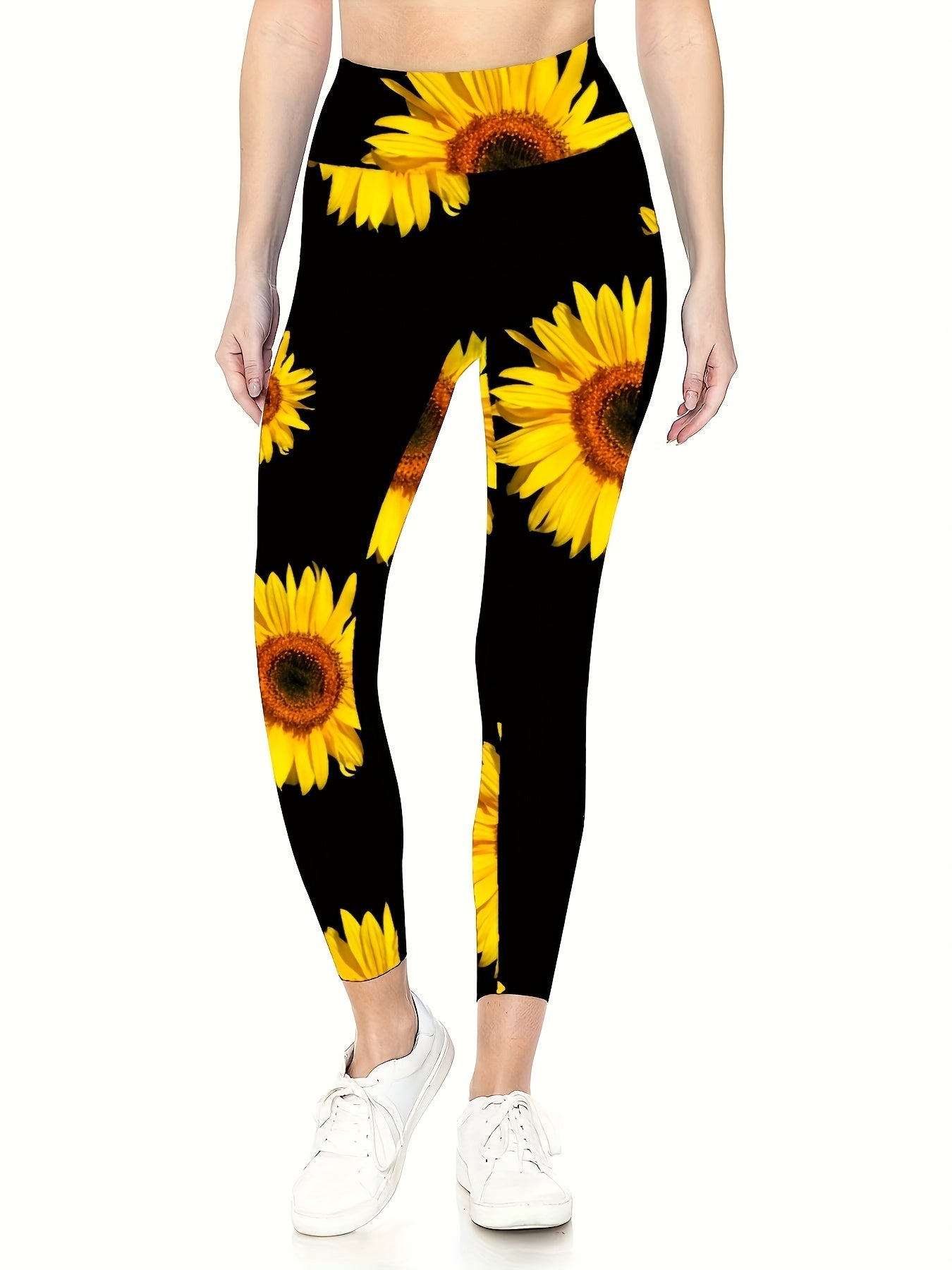 Sunflower Yoga Leggings With Pockets Women's High Waist