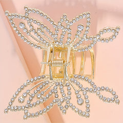 Golden Rhinestone Butterfly Hair Claw Clip Strong Hold Grip Hair Jaw Clip