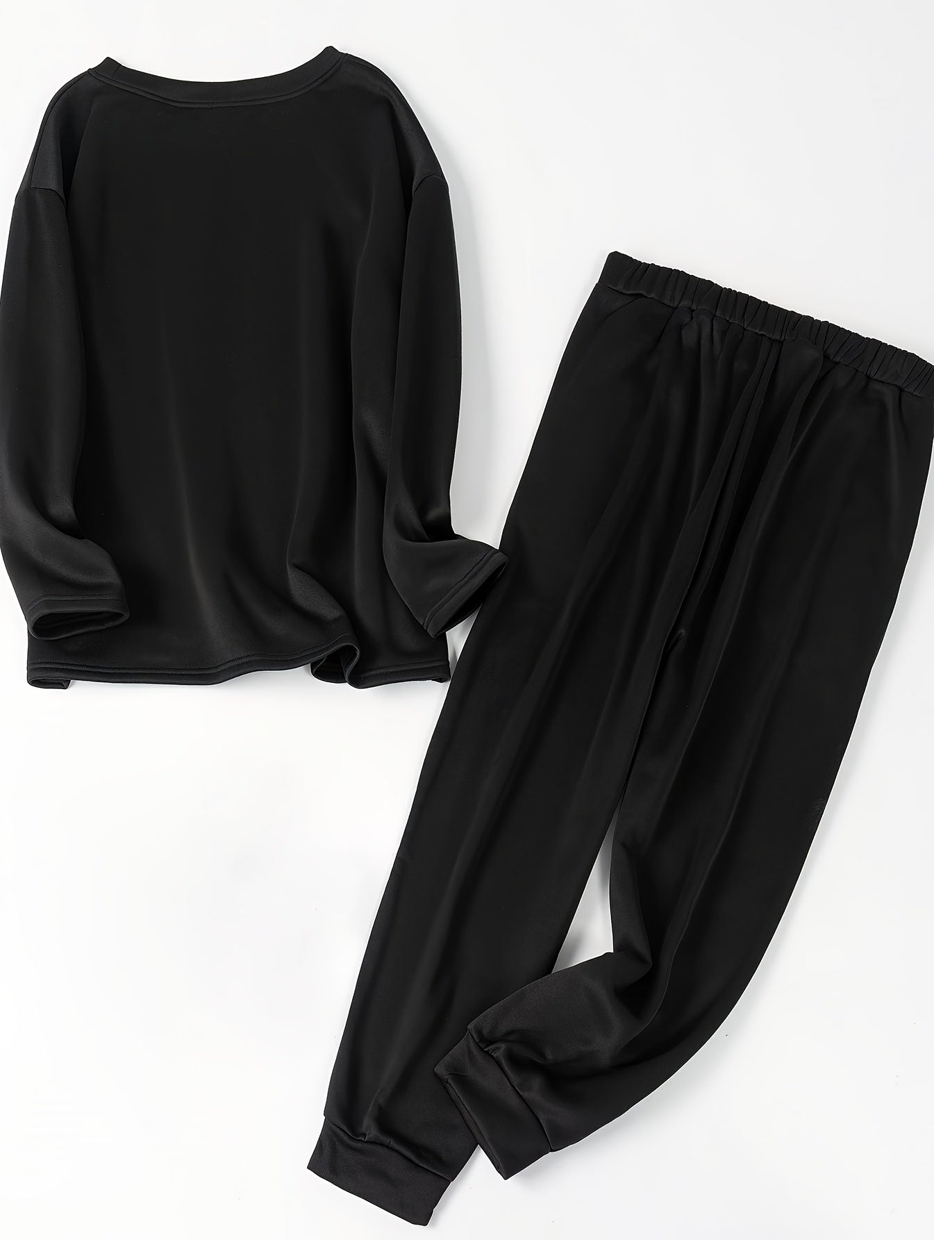 Women's Plus Size Letter & Butterfly Print Fleece Top & Pants Set