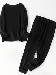 Women's Plus Size Letter & Butterfly Print Fleece Top & Pants Set