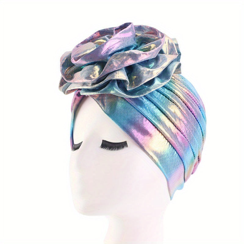 Laser Top Flower Turban Hat Gradient Bonnet Beanie Caps