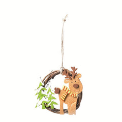Christmas Rattan Garland Non-Woven Fabric Pendant Round Hanging Ornaments