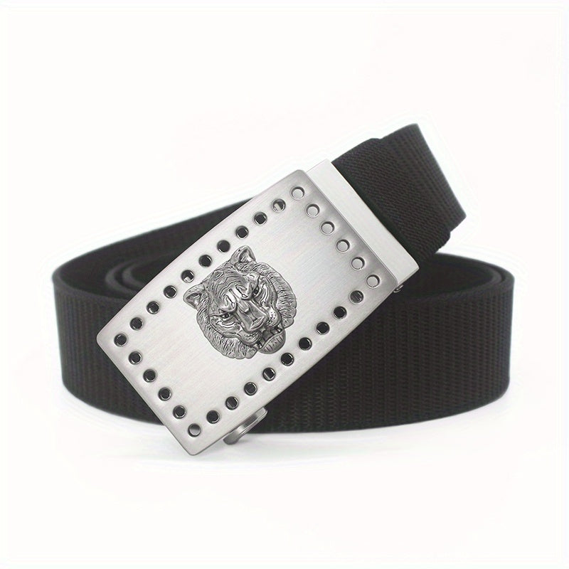 47in Nylon Tactical Military Belt w/ Lion Head Buckle