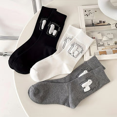 6 Pairs Alpaca Print Socks Women's Mid Tube Stockings