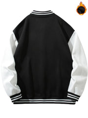 Varsity Jacket Men's Casual Button Up Jacket for Spring Fall