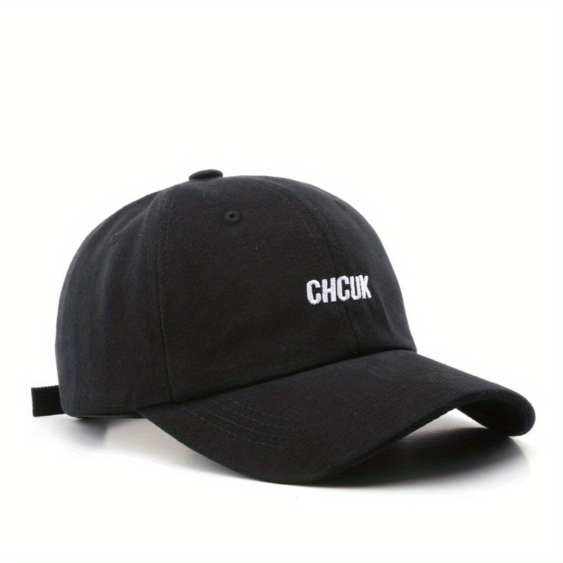 CHCUK Embroidery Cotton Baseball Cap Unisex Solid Block Couple Sun Hat