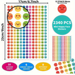 2340 Pcs Happy Face Stickers for Students Reward Chart Student Planner 10 Sheets