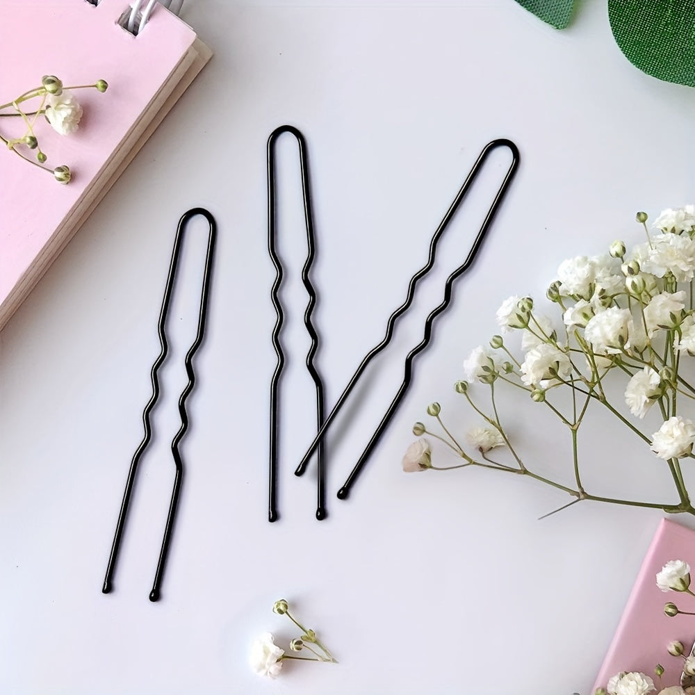 50pcs U Shaped Hair Pins Bobby Pins with Storage Box for Women Lady Girls