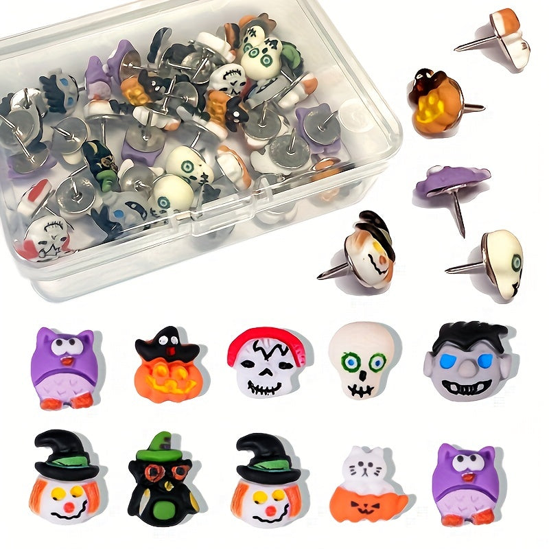 40pcs Halloween Push Pins Pumpkin Ghost Decoration Cork Board Photo Wall School