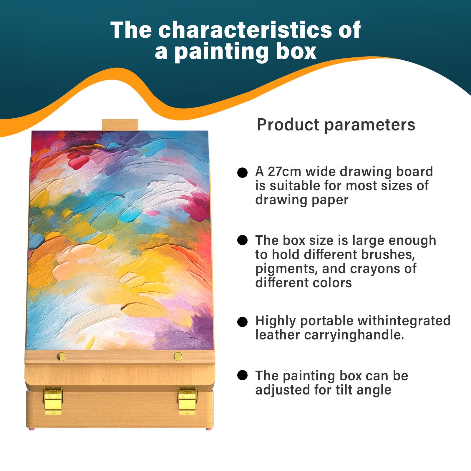 Adjustable Wooden Table Box Easel with Drawer Desktop Easel