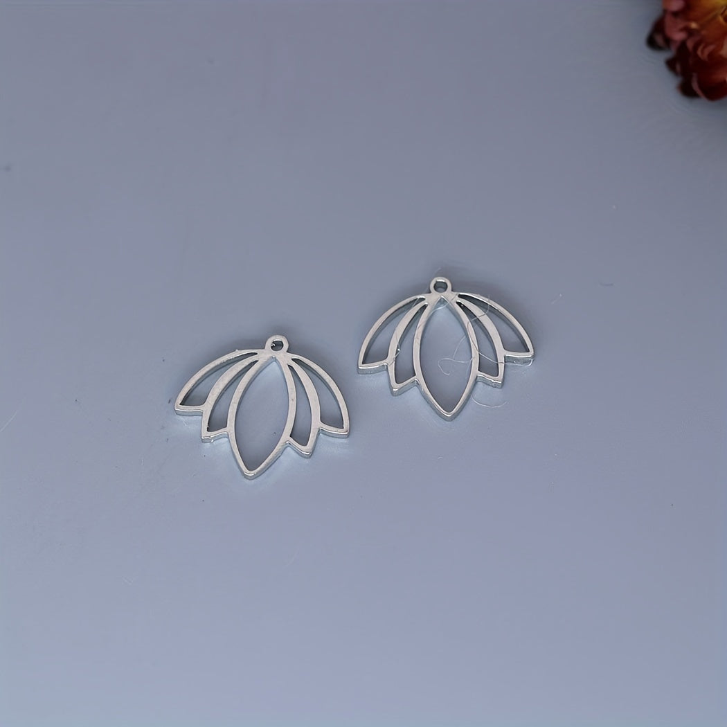 5pcs Flower Lotus Pendants for DIY Jewelry Making