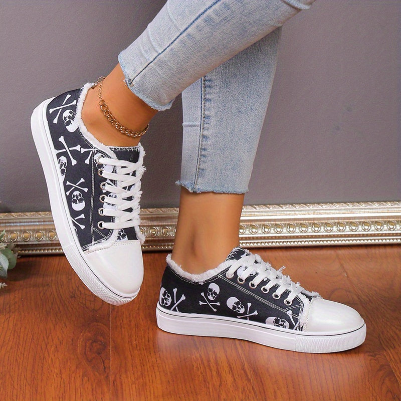 Women's Skull Print Canvas Shoes Outdoor Halloween Shoes