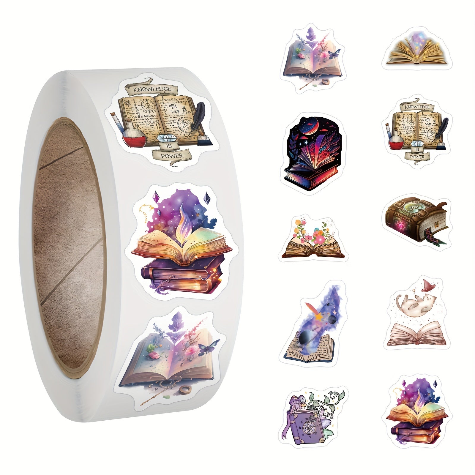 500pcs Witch Stickers Roll Magic Witch Book Stickers