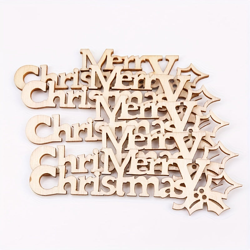 10pcs Wooden Christmas Letters for DIY Home Decor & Xmas Party