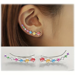 7 Chakra Retro Earrings Zircon 925 Silver Plated Jewelry Ethnic Gift
