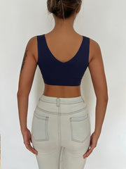 Women's Seamless V Neck Push Up Tank Bra High Stretch Comfort Bra