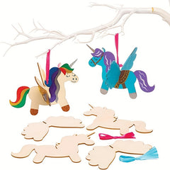 Unfinished Wood Crafts Blank Wood Unicorn Pendant DIY Painting Pony Set