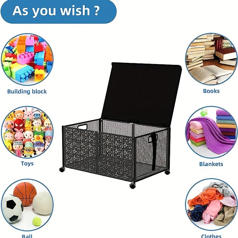 Large Toy Storage Box On Wheels Foldable Plastic Organizer