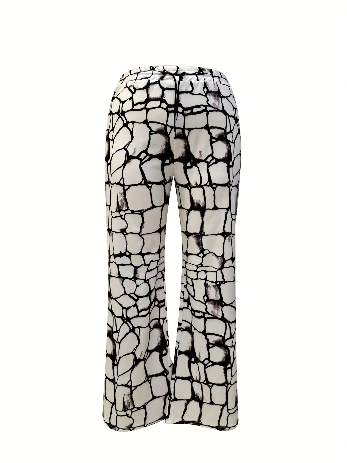 Allover Print Drawstring Wide Leg Trousers