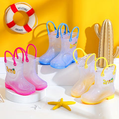 Girl's Transparent Rain Boots Slip On Waterproof Rain Shoes