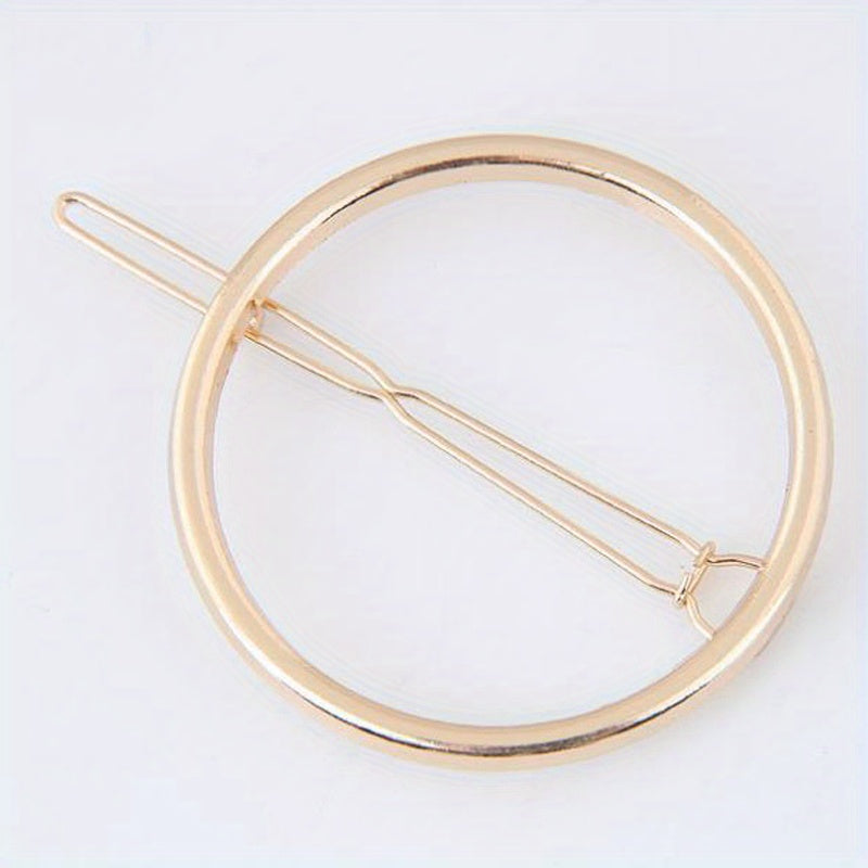 Round Frame Hair Clip Minimalist Solid Hair Pin Alloy Headwear