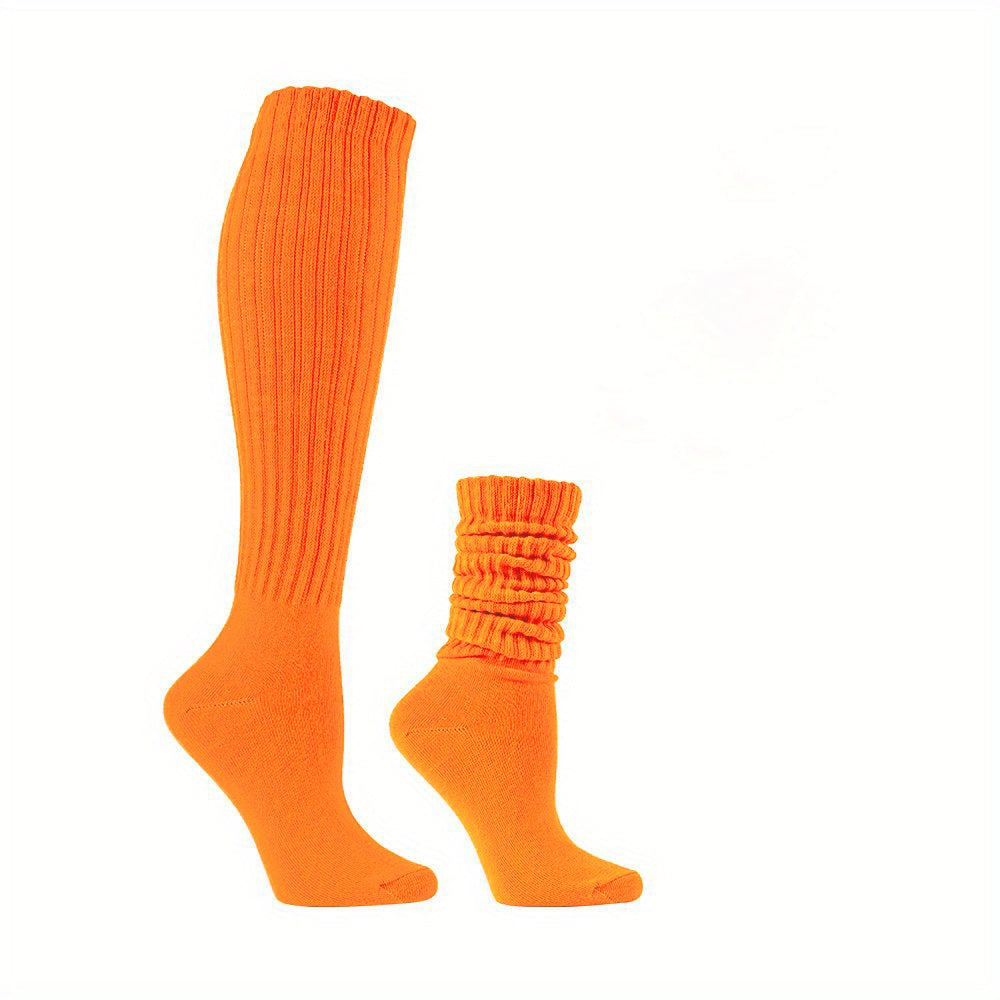 Solid Calf Socks Warm Knee High Socks Women's Stockings