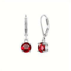 Zircon Drop Earrings - Bright & Vibrant Dangle Aretes, Leverback Hoop for Girls