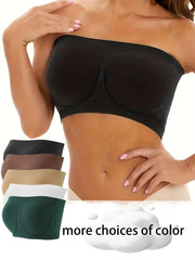 5pcs Strapless Bandeau Bras Soft Stretch Everyday Bra Women's Lingerie