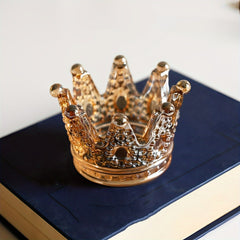 Crown Glass Ashtray Crystal Golden Beads Candlestick