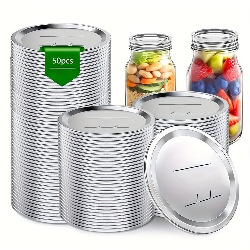 50pcs Mason Can Lids Reusable Split Lids with Sealing Rings