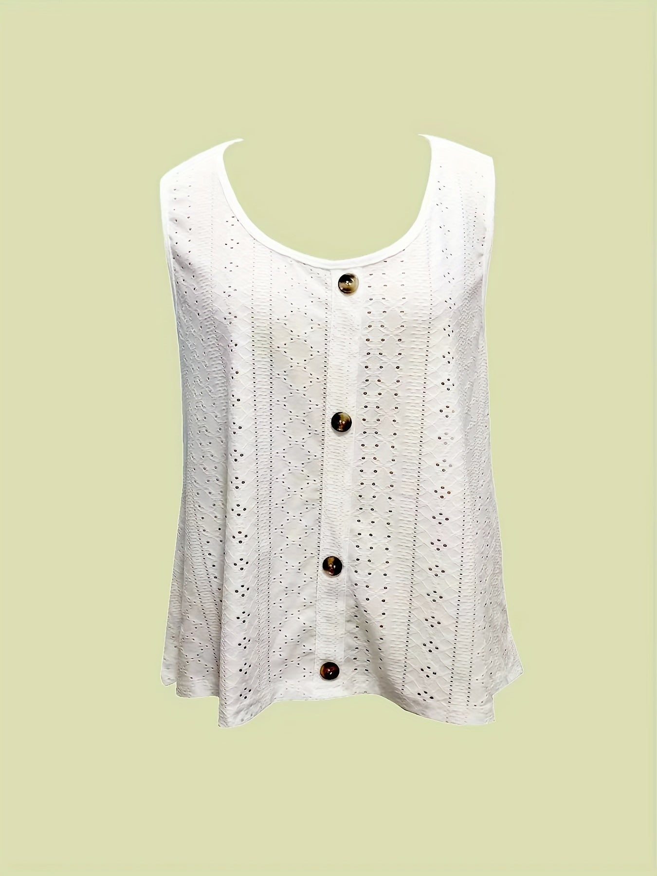 Casual Eyelet Tank Top & Wide Leg Pants Set Women's Outfit
