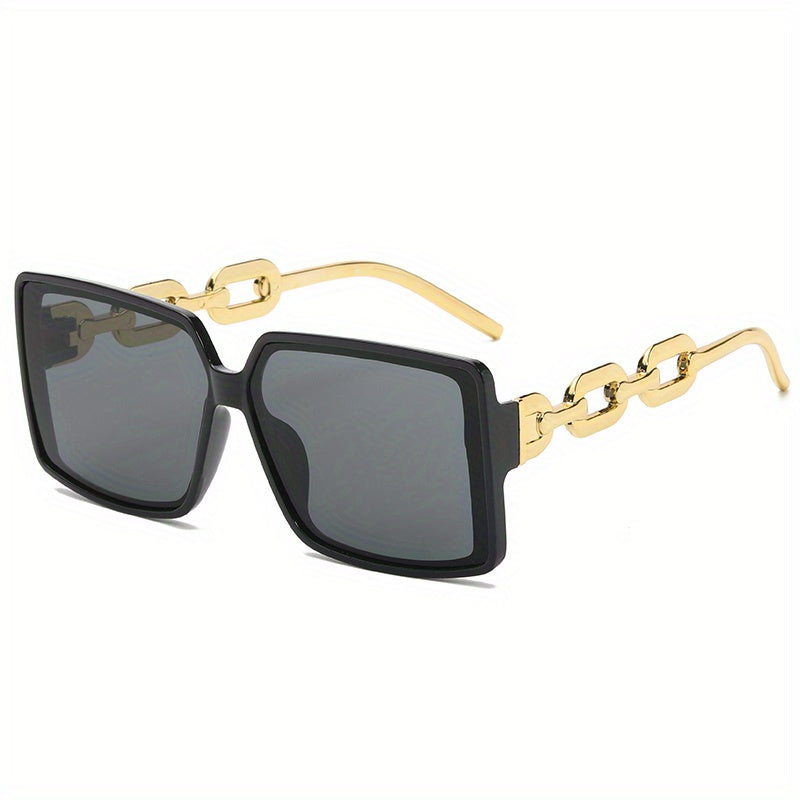Large Square Sunglasses For Women Men Star Chain Charm UV400 Sun Shades