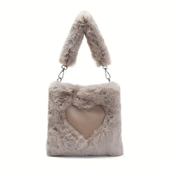 Heart Plush Shoulder Bag Fuzzy Handbag