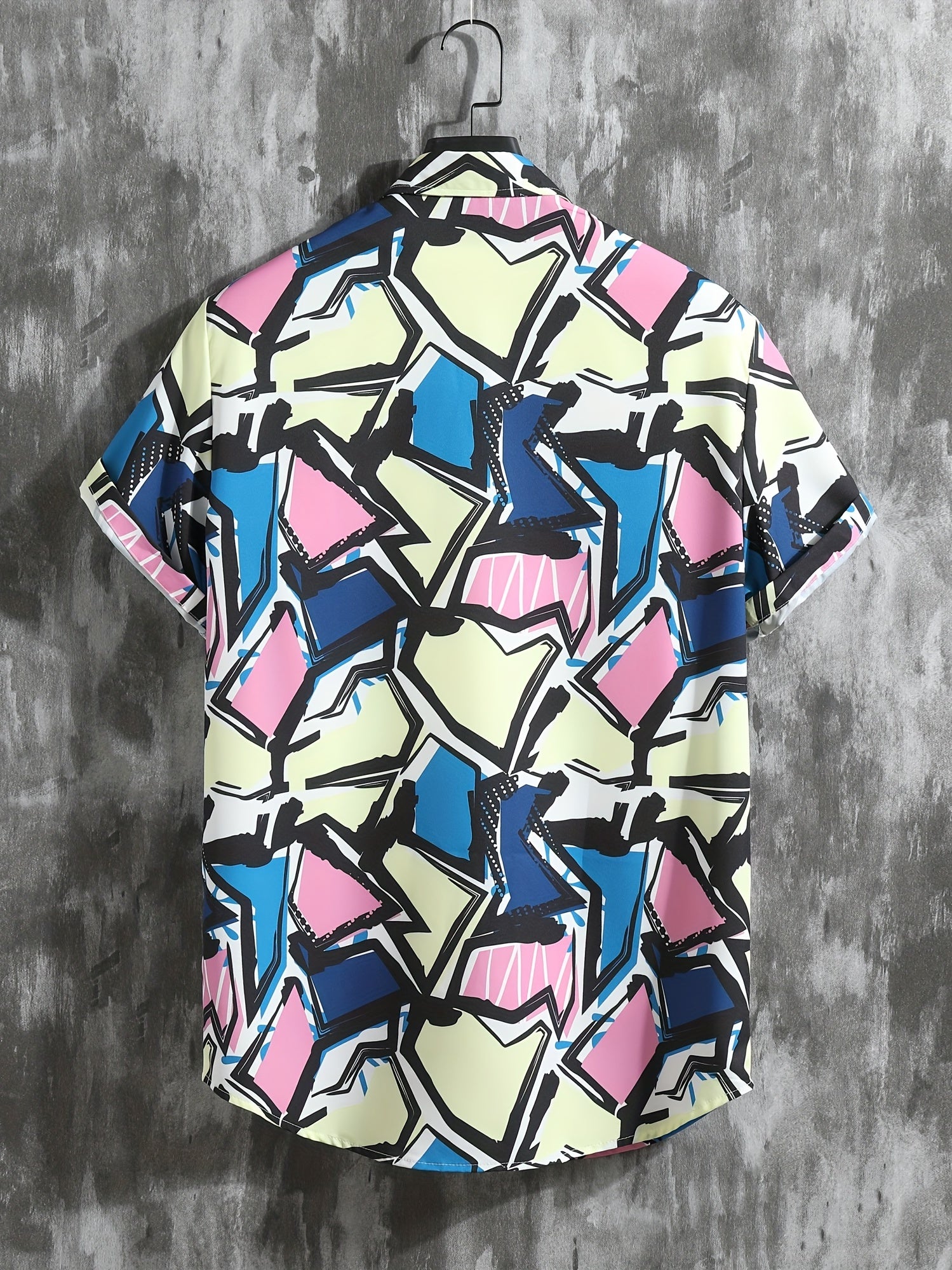 Geometric Print Men's 2Pcs Outfits Casual Button Up S