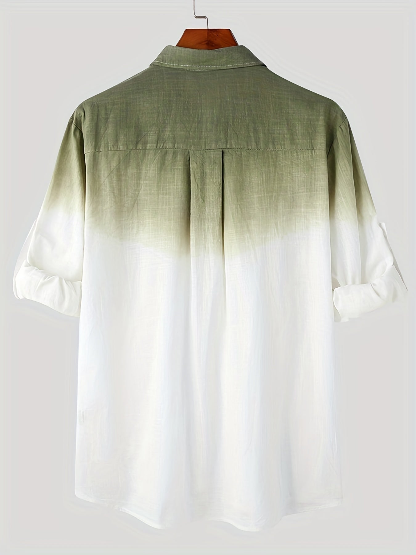 Solid Cotton Men's Shirt Top Retro Ombre Long Sleeve Closure Summer Male Casual