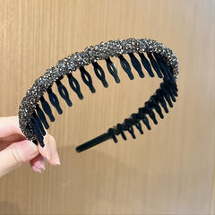 Rhinestone Wave Hair Hoop Crystal Hairband Non slip Hair Accessory