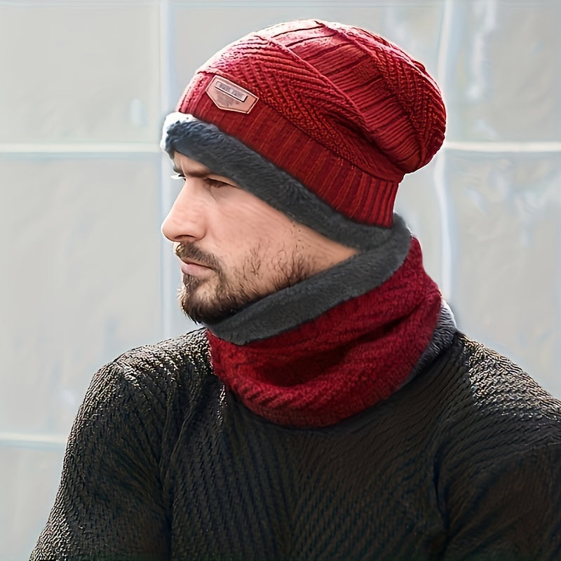Winter Beanie Hat & Scarf Set Velvet Beanie Cap Warm Thickened Knitted Hat