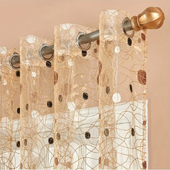 Modern Embroidered Curtains Coffee Dot Tulle Home Decor