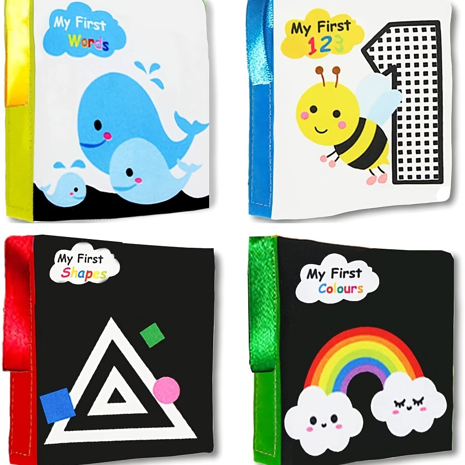Crinkle Book Baby Toy High Contrast Newborn Cloth Book Touch Feel Sensory Fabric