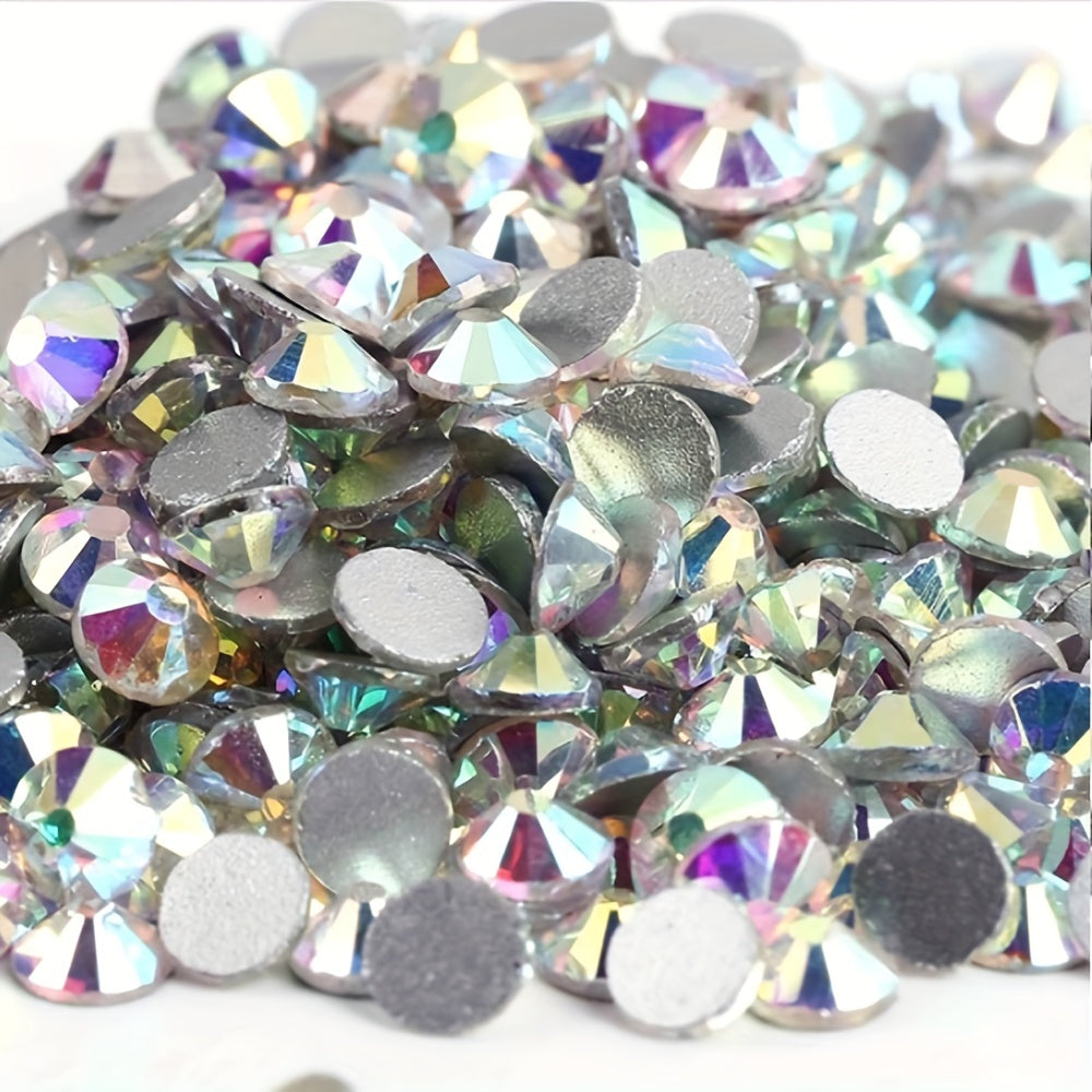1440pcs Crystal AB Nail Art Rhinestones Round Beads Non Hotfix Flatback