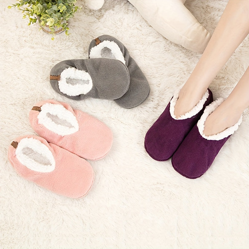 2 Pairs Plush Lined Low Cut Floor Socks