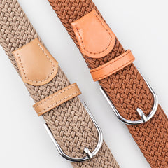 Men's Stretch Woven Braid Belt Canvas Elastic Fabric Woven Stretch Multicolored