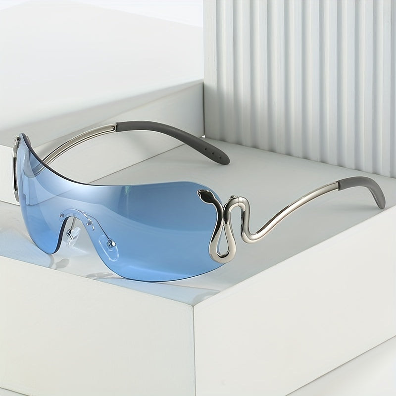 Y2K Rimless Sunglasses Snake Temple UV400