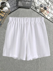 Women's Plus Textured Top & Elastic Shorts 2-Piece Set