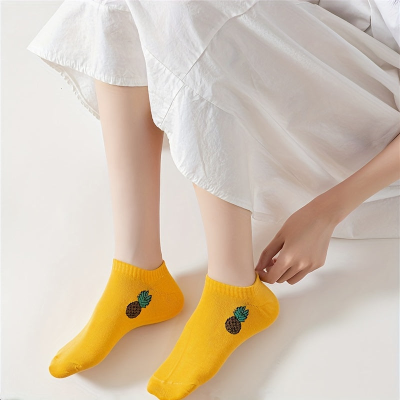Fruit Print Low Cut Ankle Socks 10 Pairs